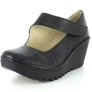 COPY - Fly London Yasi682fly Black Mary Jane Wedge sz 38 US 7.5-8 gently used